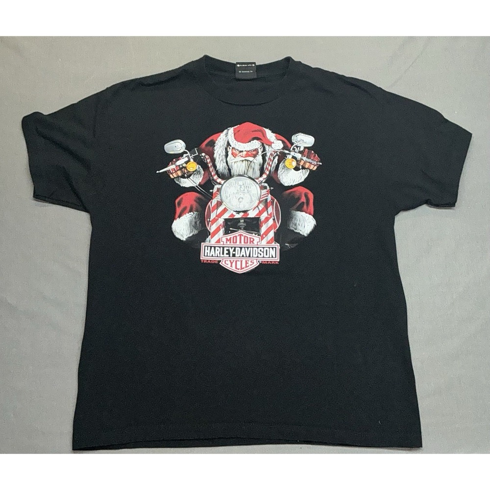 Harley Davidson Christmas Time Santa Clause On Motrcycle Tenn. Size Large